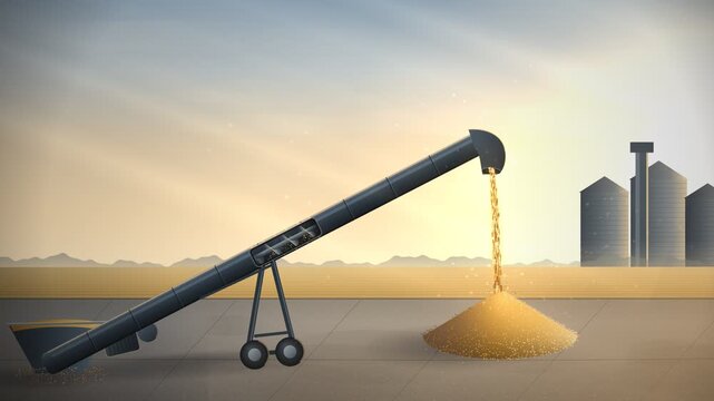 Grain Auger Harvest Flow Agriculture Reveal Animation