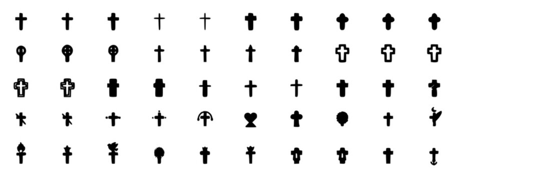 Religious Ideogram Icons, Minimalist Symbolic Set, Spiritual Design Elements, Vector Graphics, Religious Symbolism.