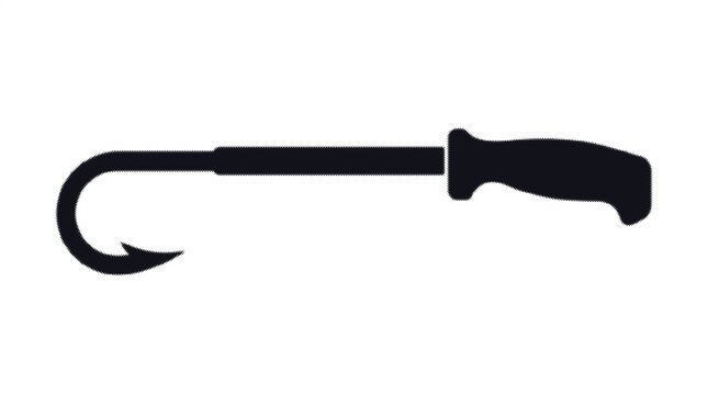 Minimalist Black Silhouette Vector Icon of a Fishing Gaff Hook Tool