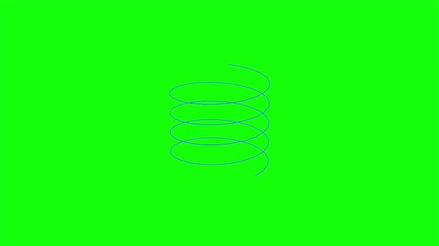 Blue spring helix or spiral coil vector illustration isolated on green screen.   