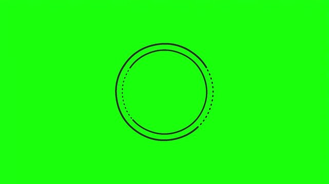 Double circle outline with solid and dotted line vector illustration isolated on green screen.   