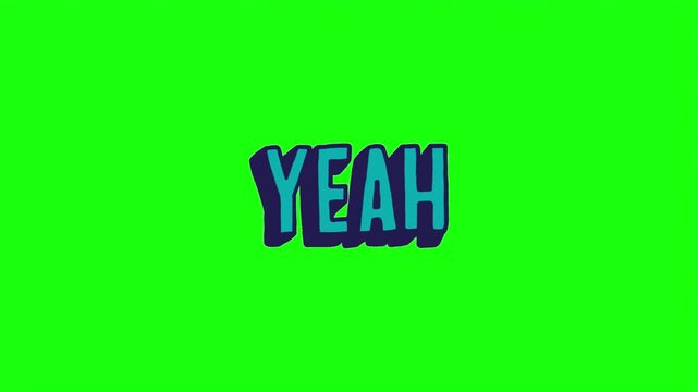Yeah text bold yellow typography with dark shadow vector illustration isolated on green screen.   