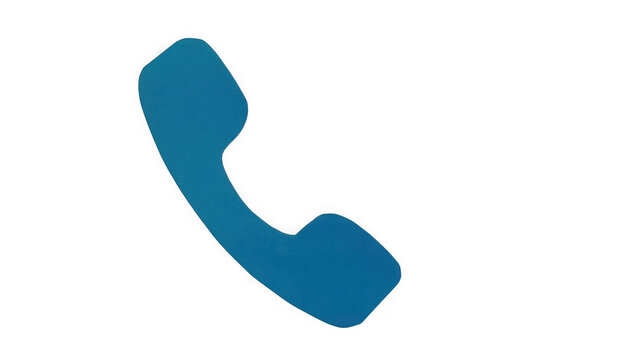 Minimalist blue telephone handset isolated on a solid black background, for communication and, customer support concepts, in modern isolated on a transparent background