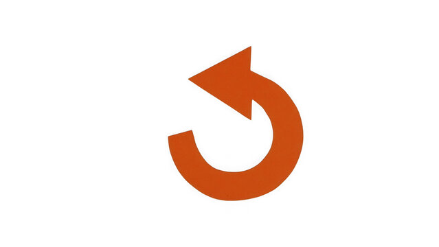An orange circular arrow representing a counterclockwise rotation or undo action isolated on a plain black background, for digital user interfaces isolated on a transparent background