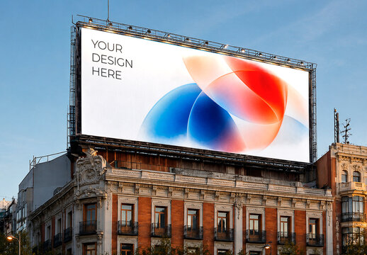 Daylight Large Rooftop Billboard Mockup