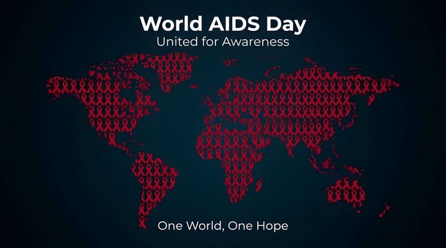 World aids day concept with a world map background in red and blue tones
