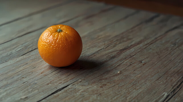 Orange mandarin fruit sits on a dark rustic wooden table under soft directional light.