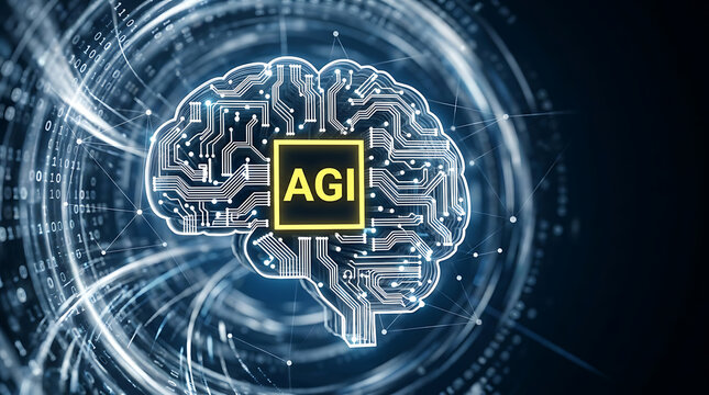 Artificial General Intelligence AGI Era Concept &ndash; Futuristic AI Technology and Digital Intelligence