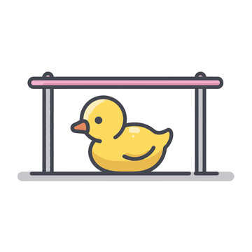 Yellow Duck Under Bar Isolated on Transparent Background Vector Icon