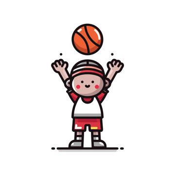 Young Basketball Player in Action - Vector Illustration