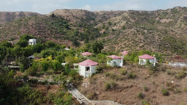 Aerial View of Taj Aravali Resort Aravalli Hills Udaipur Rajasthan India