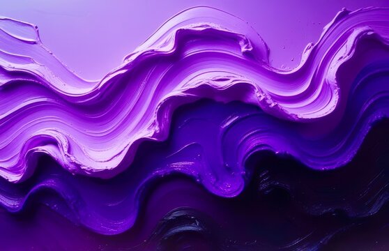 Vibrant purple waves ripple across a glossy surface