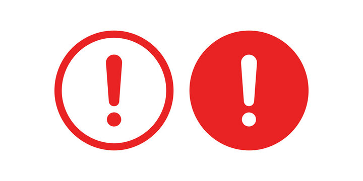 Red exclamation mark warning icons in circle outline and solid fills.