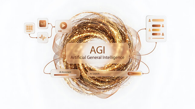 Artificial General Intelligence AGI Era Concept &ndash; Futuristic AI Technology and Digital Intelligence