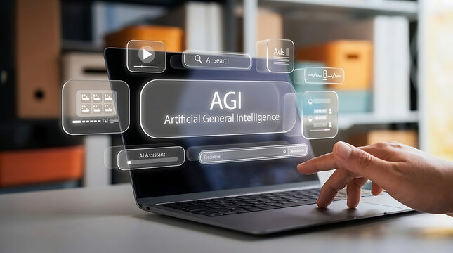 Artificial General Intelligence AGI Era Concept &ndash; Futuristic AI Technology and Digital Intelligence
