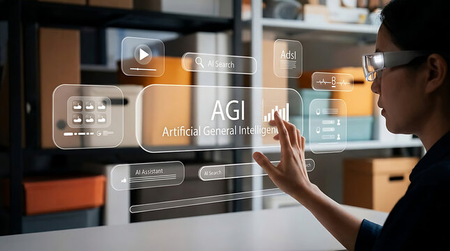 Artificial General Intelligence AGI Era Concept &ndash; Futuristic AI Technology and Digital Intelligence