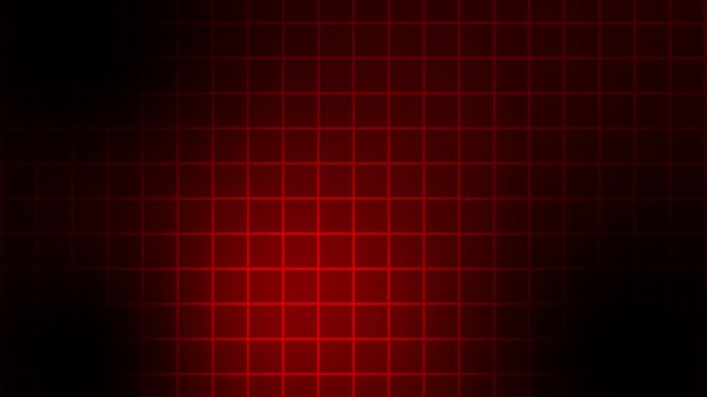 A seamless looping motion graphic featuring a glowing neon red grid traversing a deep black background. The subtle light shifts create dynamic depth, making it ideal for cyberpunk aesthetics, retro-fu