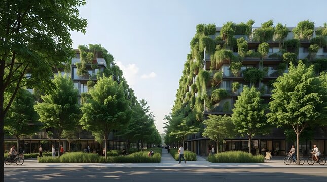 Eco Friendly Urban Environment Featuring Green Architecture Bicycles And Renewable Energy