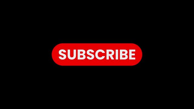 Red subscribe button animation with white text on solid black background