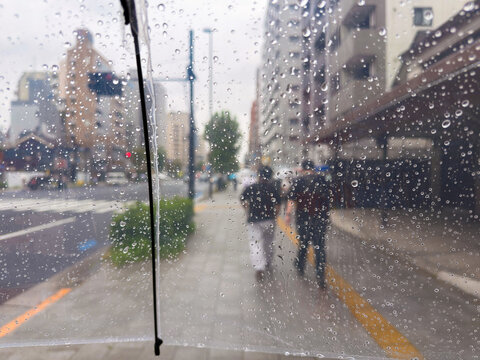Rainy day urban Tokyo Japan
