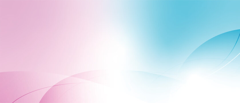 Modern abstract light background with smooth overlapping pastel pink and cyan blue wave shapes. Ideal for technology banners, medical slides, and vector design templates with clean copy space.