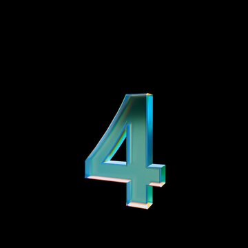 Looped 3D animation on a transparent background. The jumping digit is made of glass.
