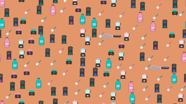 Kitchen Gadgets and Utensils Seamless Pattern
