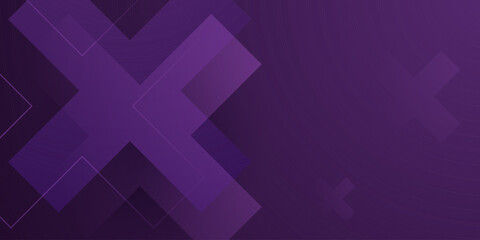 Obraz premium Abstract dark purple color gradient background with overlap cross shape and lines pattern element concept design. Simple and elegant banner style.