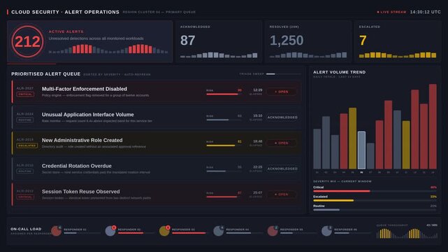 Cybersecurity analyst monitoring network security alerts on digital screens