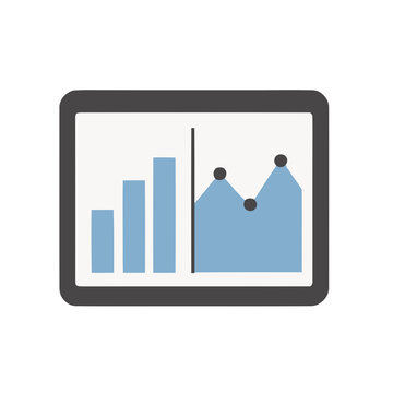 Bar and line graph on screen
