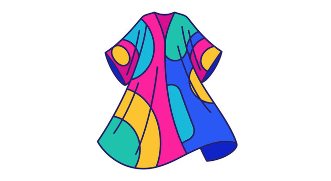 Vibrant Boubou Kaftan with Abstract Colorful Pattern