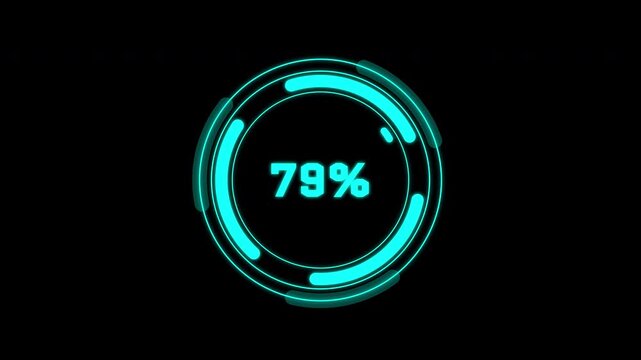 Circle loading with glitch effect on black background. Circle HUD Animation. 4K animation