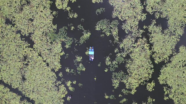 Aerial View of Kondakarla Ava Lake and Lotus Wetland Near Visakhapatnam Andhra Pradesh