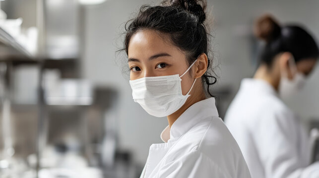 Portrait of a young scientist wearing a protective face mask while working in a modern laboratory