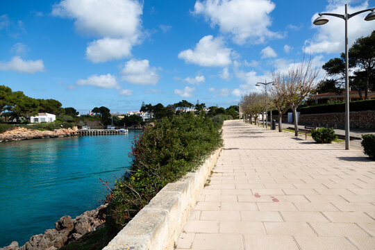 Porto colom coastal town on mallorca with clear blue mediterranean sea