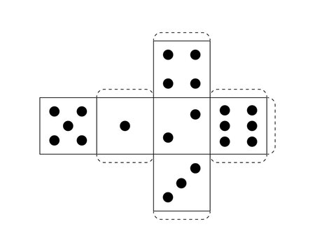 Paper Dice Template, Vector