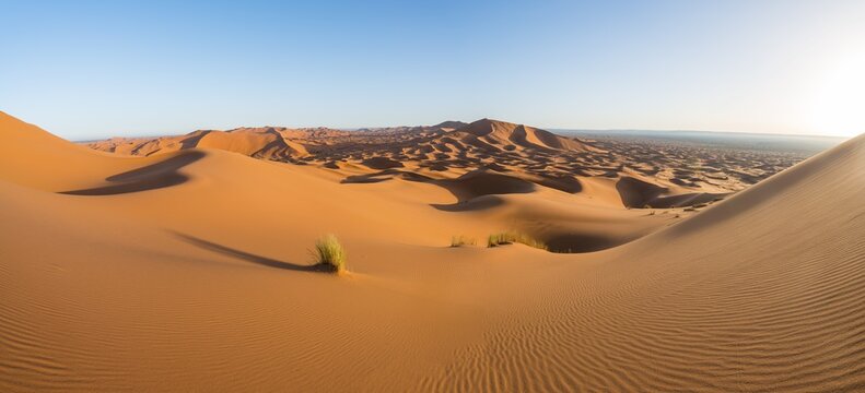 Red sand dunes in the desert, dune landscape Erg Chebbi, Merzouga, Sahara, Morocco