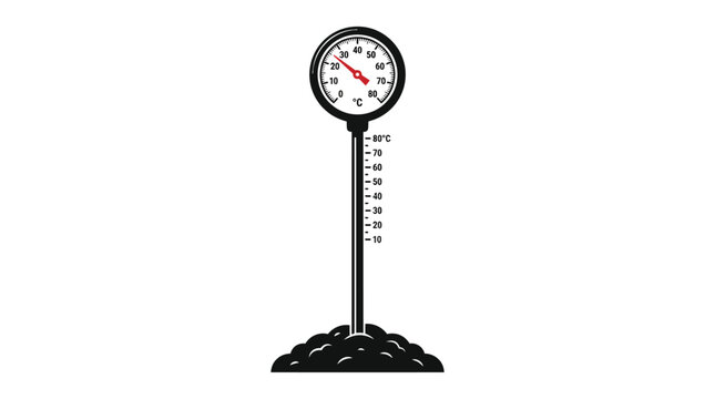 Compost Thermometer in Soil Vector Illustration