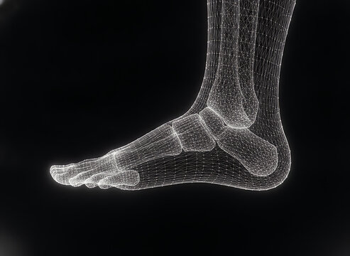 3d wireframe model of human foot and ankle bones