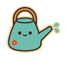 Cute cartoon watering can with a flower © hilman