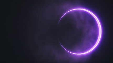 Glowing purple neon ring with smoke on black background, futuristic circular light frame, abstract cosmic energy portal for tech and gaming © pixel art new