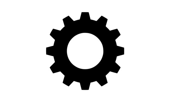 Gear vector icon black silhouette cog wheel settings symbol isolated on white background