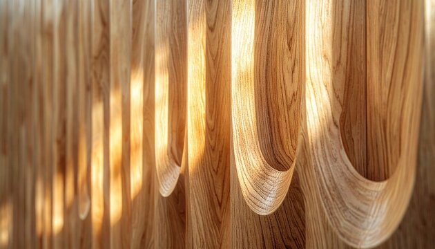 Warm wooden wall panels illuminated by sunlight, showcasing rich natural grain, knots, layered textures, and geometric patterns in a cozy rustic interior.