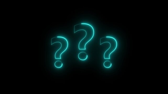 question mark on black background, 3d Question sign Animated on Transparent Alpha Channel Looping, 3d ask sign animation.4k motion graphics.