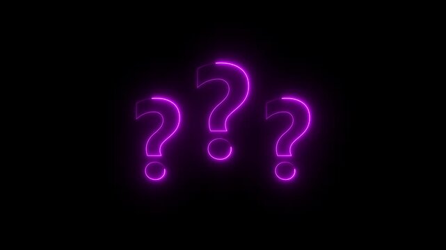 question mark on black background, 3d Question sign Animated on Transparent Alpha Channel Looping, 3d ask sign animation.4k motion graphics.