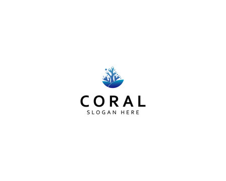coral reef logo creative design concept circle emblem ocean