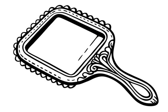 Vintage ornate hand mirror with decorative frame