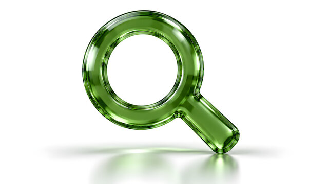 3d glass magnifying glass icon isolated on white background