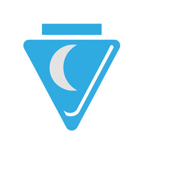 Blue triangle with crescent moon icon