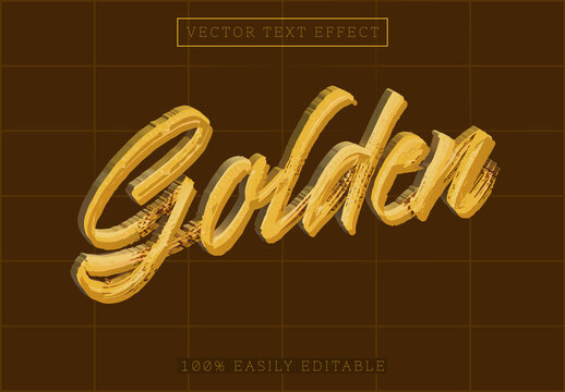 Golden 3D Typography Text Effect on Dark Brown Grid